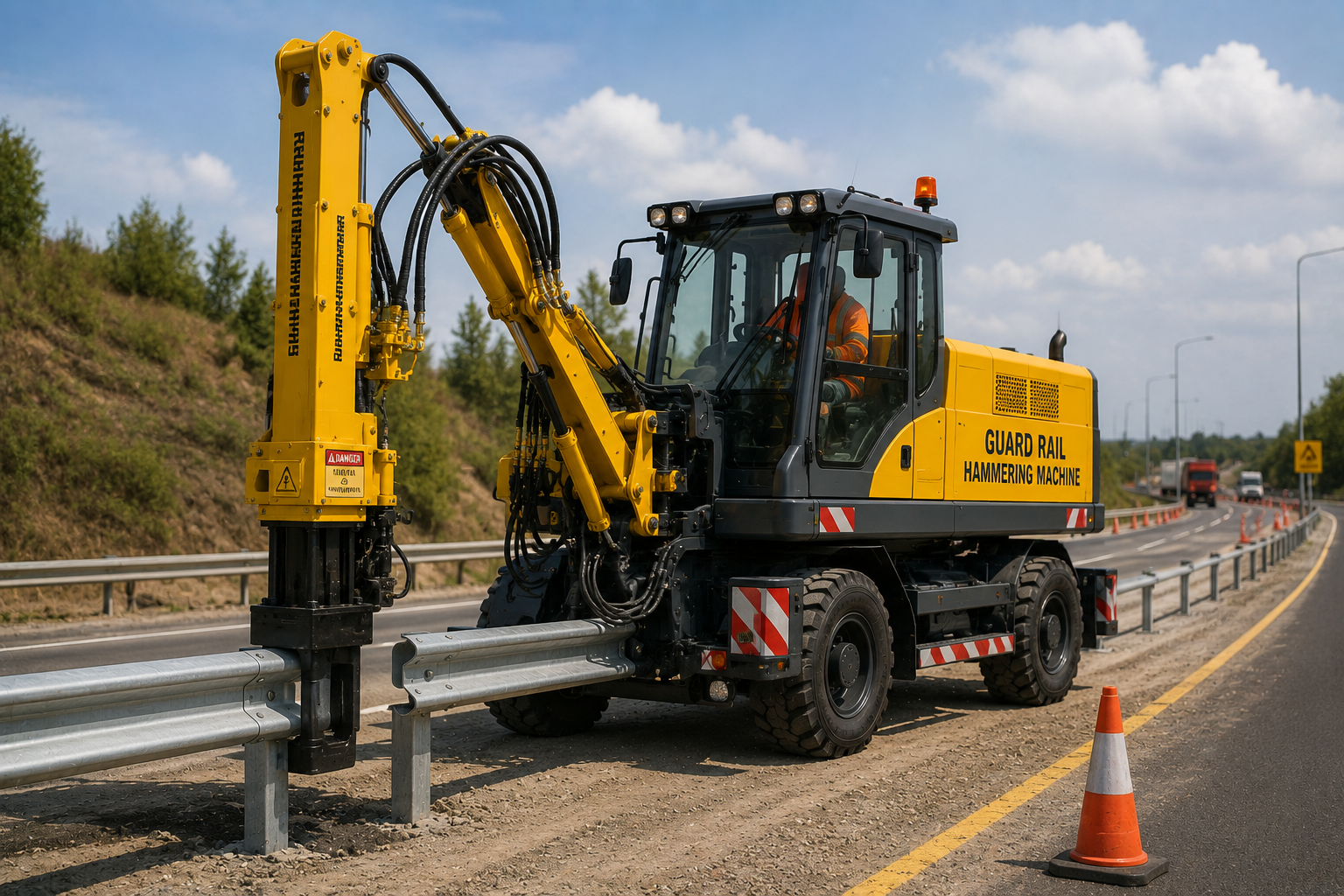 Guard Rail Hammering Machine