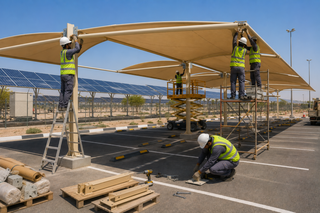 Supply and Install of Car Parking Shades at DEWA R&D Centre Solar Park